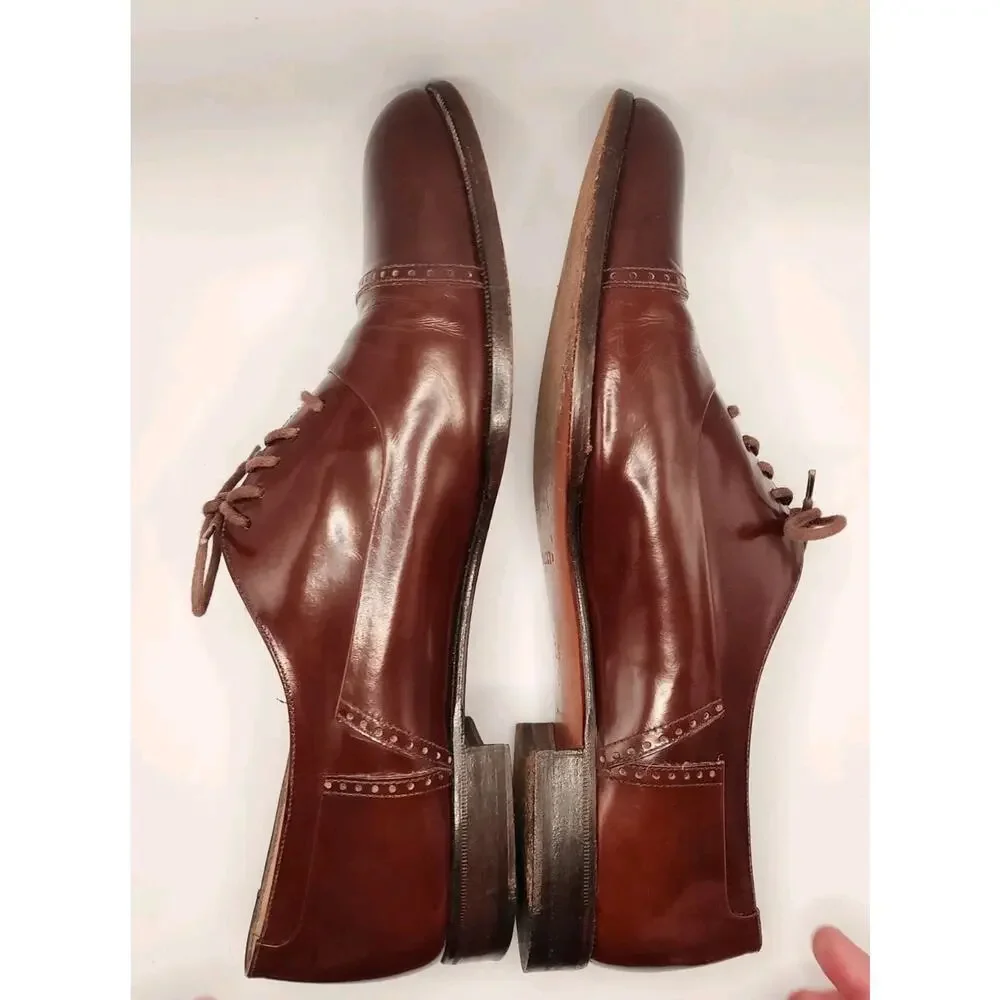 Bally Marconi Brown MADE IN ITALY Mens 10.5 D Leather Cap Toe Oxford Dress Shoes